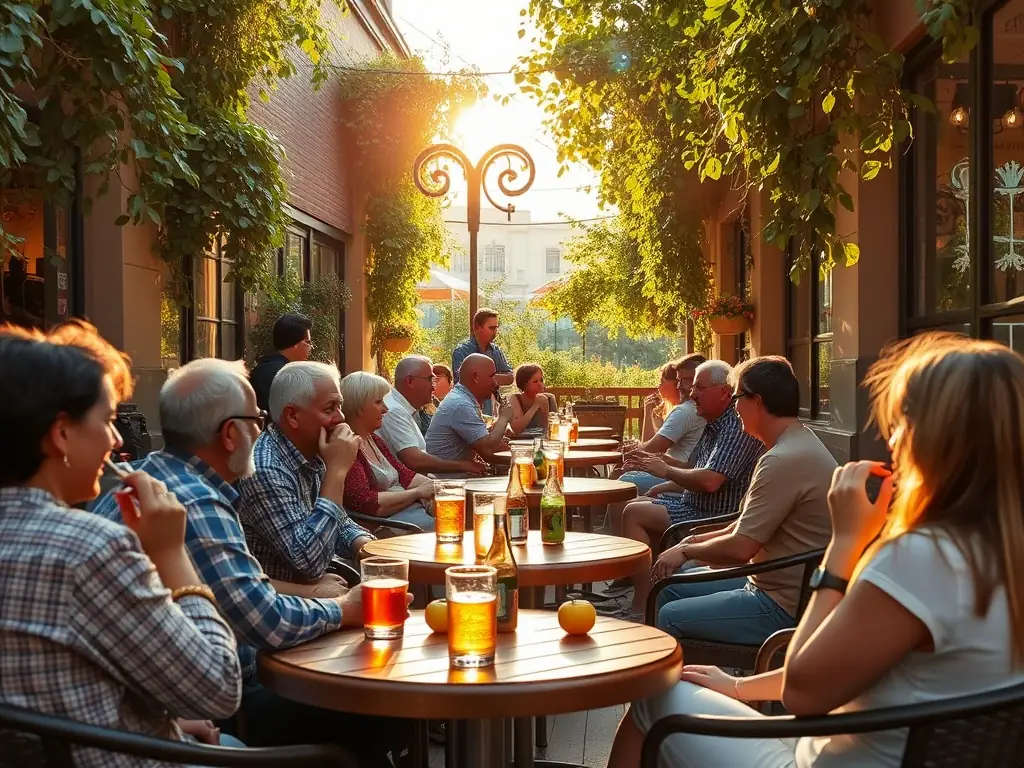 A serene image of Footino's relaxation area, featuring comfortable seating, shaded areas, and a refreshment station, creating a perfect space for players to unwind and socialize.